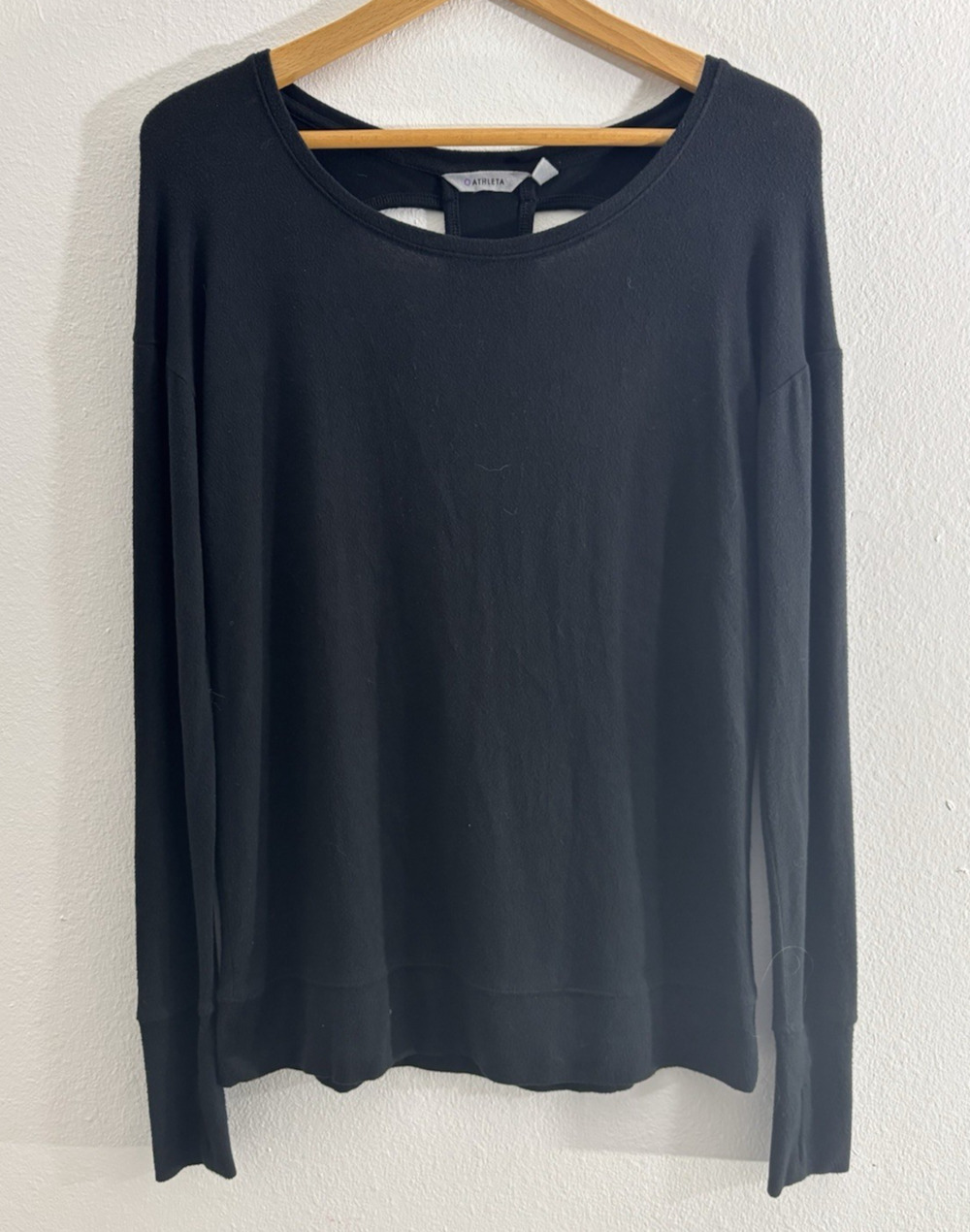 ATHLETA Black Long Sleeve Top Solid Knit Women Size XS